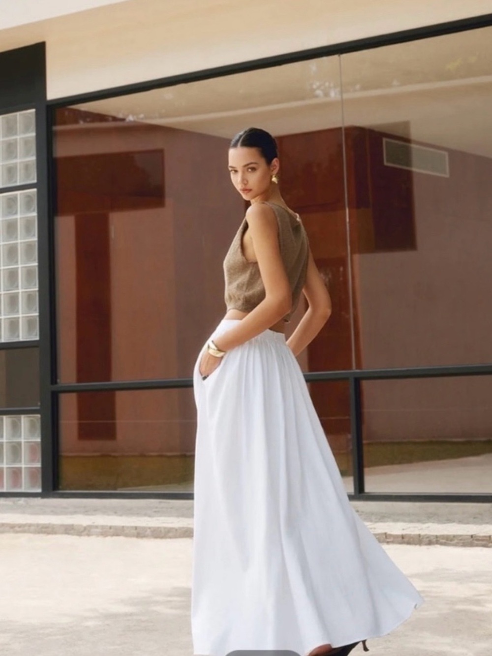 Commense White Maxi Skirt with Flowing Silhouette - Picture 2 of 4